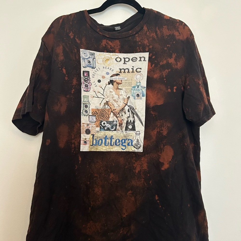 Hand Bleach Dyed shirt designed by Artist Addie Wuensch
